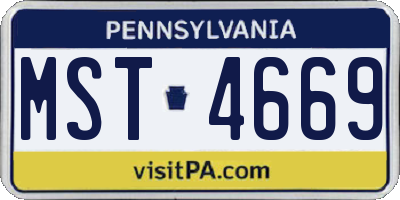 PA license plate MST4669