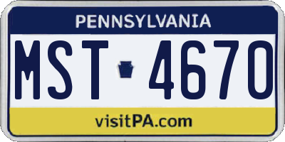 PA license plate MST4670