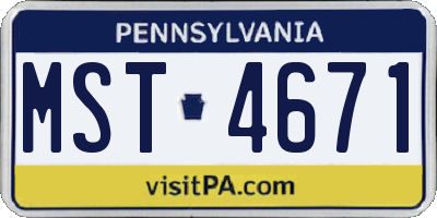 PA license plate MST4671