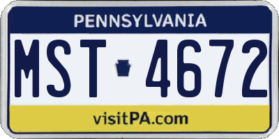 PA license plate MST4672