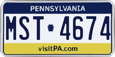 PA license plate MST4674