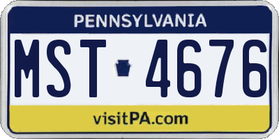 PA license plate MST4676