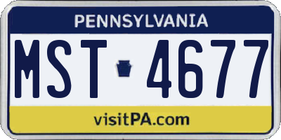 PA license plate MST4677