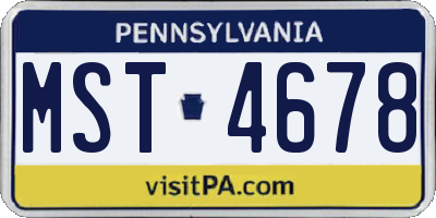PA license plate MST4678