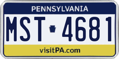 PA license plate MST4681