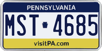 PA license plate MST4685