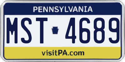 PA license plate MST4689