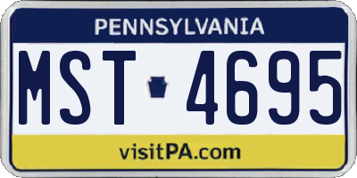 PA license plate MST4695