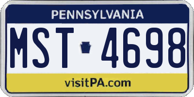 PA license plate MST4698