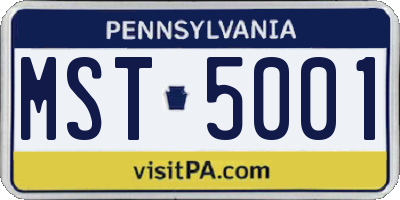 PA license plate MST5001