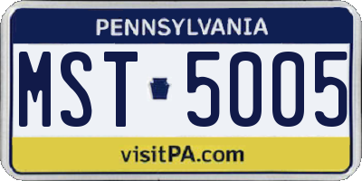 PA license plate MST5005