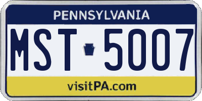 PA license plate MST5007