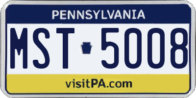 PA license plate MST5008
