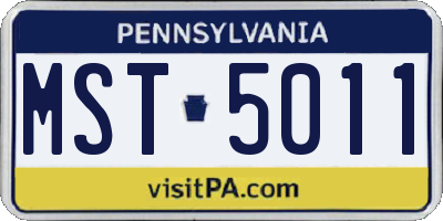 PA license plate MST5011