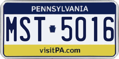 PA license plate MST5016