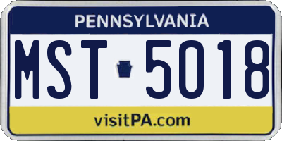 PA license plate MST5018