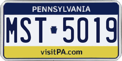 PA license plate MST5019