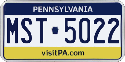 PA license plate MST5022