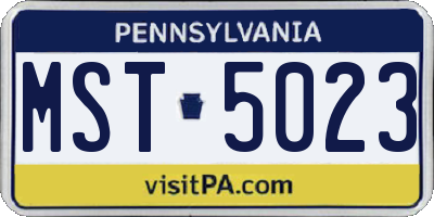 PA license plate MST5023