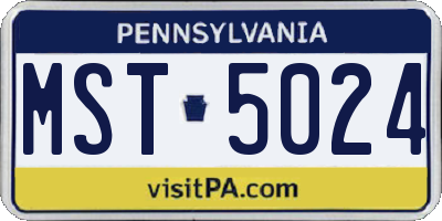 PA license plate MST5024