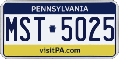 PA license plate MST5025