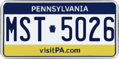 PA license plate MST5026