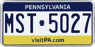 PA license plate MST5027