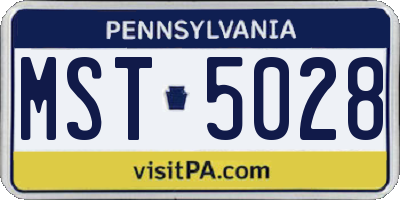 PA license plate MST5028