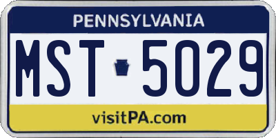 PA license plate MST5029