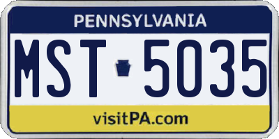 PA license plate MST5035