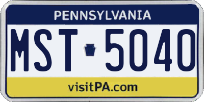 PA license plate MST5040