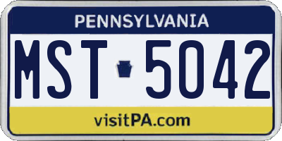 PA license plate MST5042