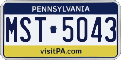 PA license plate MST5043