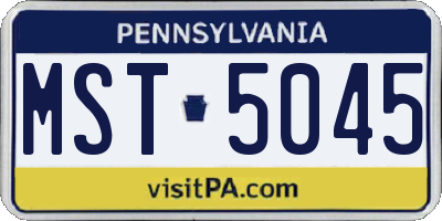 PA license plate MST5045