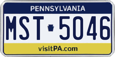 PA license plate MST5046
