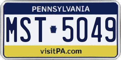PA license plate MST5049