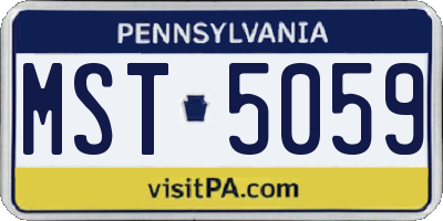 PA license plate MST5059