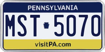 PA license plate MST5070