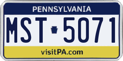 PA license plate MST5071