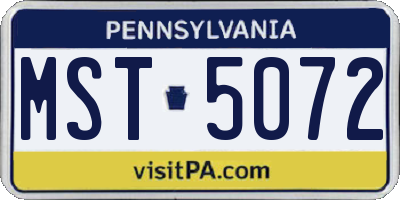 PA license plate MST5072