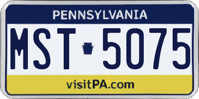 PA license plate MST5075