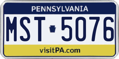 PA license plate MST5076
