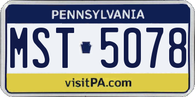 PA license plate MST5078