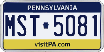 PA license plate MST5081