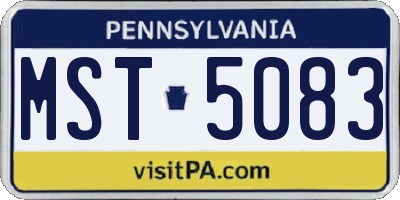 PA license plate MST5083