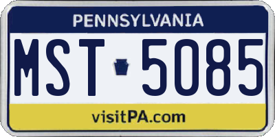 PA license plate MST5085