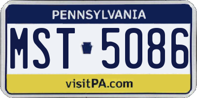 PA license plate MST5086