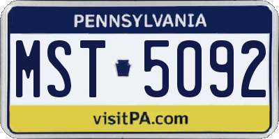 PA license plate MST5092