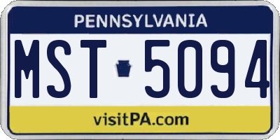 PA license plate MST5094
