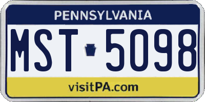PA license plate MST5098